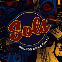 The logo of the Sounds of La Salle band with various musical instruments in the background.